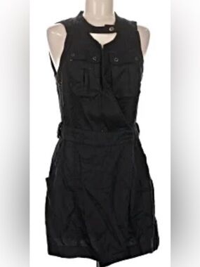 Free People Desert Daylight Utility Wrap Mini Dress in washed Black, NWT, S